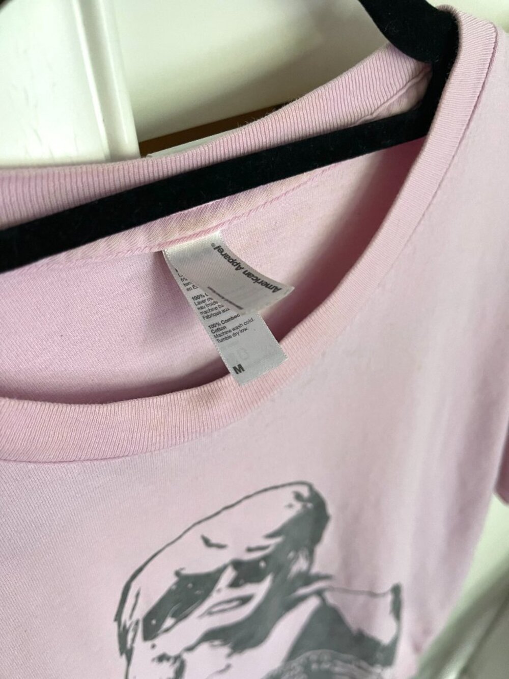 VTG "FREE PARIS" Pink American Apparel Printed T-shirt Unisex Size Medium - Picture 5 of 6